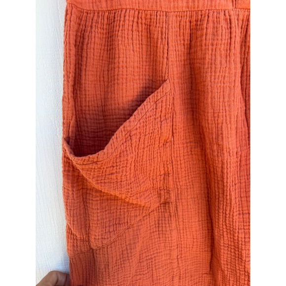 Roolee Women's‎ Rust Orange Cotton Gauze Button Front Babydoll Dress - Size M - Picture 8 of 8